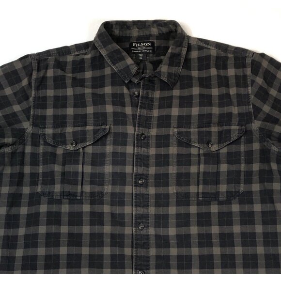 Filson Plaid Lightweight Alaskan Guide Shirt Black Charcoal Size XXL 10743 - Picture 4 of 11